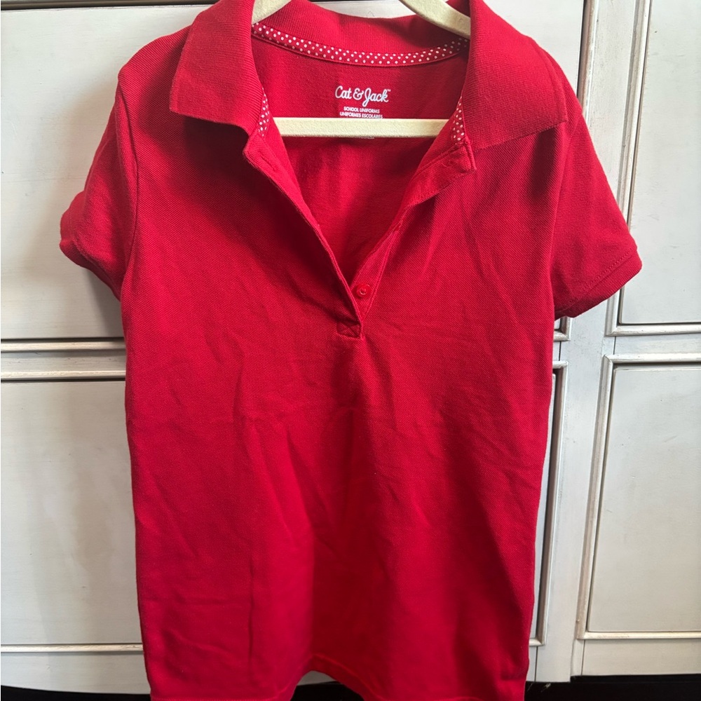 5/$25 Girls Cat & Jack Red Polo size 7-8